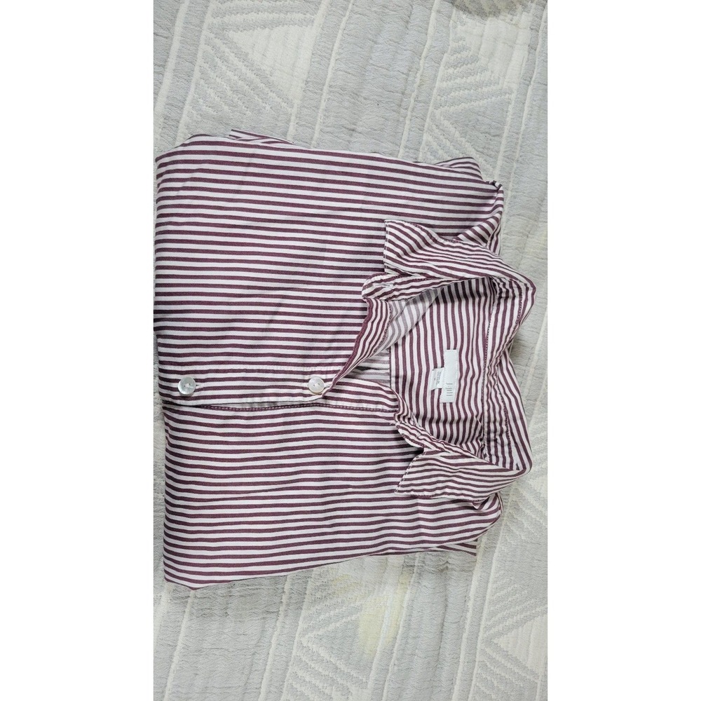 J. Jill Women's Button Down‎ Shirt Size M Burgundy White Striped Cotton Silk - Picture 11 of 11